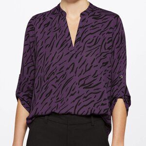 Lush Stitch Fix Warren Split Neck Blouse Purple Zebra XL